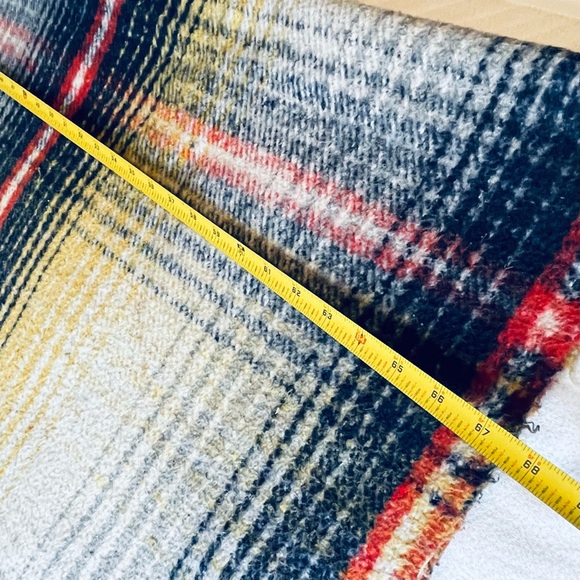 Vintage blue & yellow plaid Camp blanket heavy duty vintage 87x76 - Picture 9 of 12